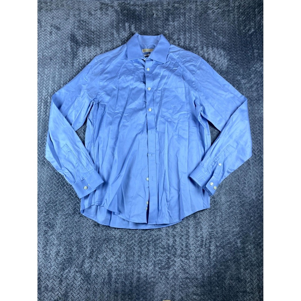 Michael Kors Slim Fit Dress Shirt Mens 15.5 Blue Cotton Business Formal Office